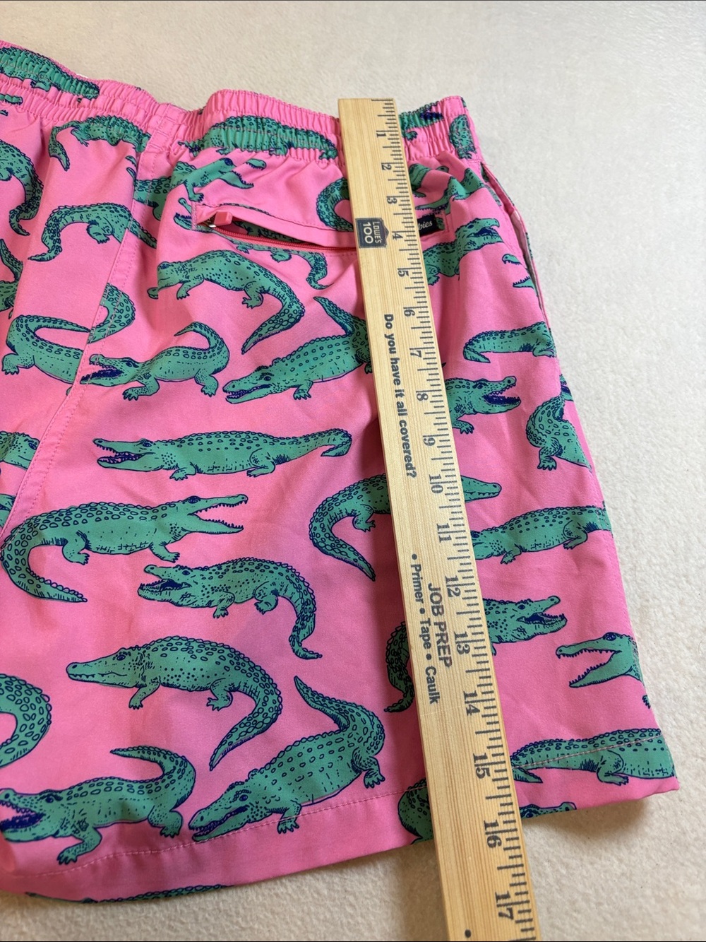 chubbies Pink Swim Trunks with Green Alligator Print - Picture 6 of 8